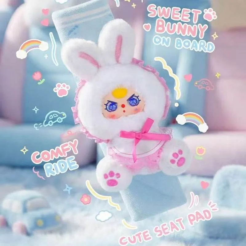 

New Cute Plush Blind Box Doll Car Belt Shoulder Cover Purple Toddler Safety Belt Pad Car Interior Decor For 3 Year Old Kids