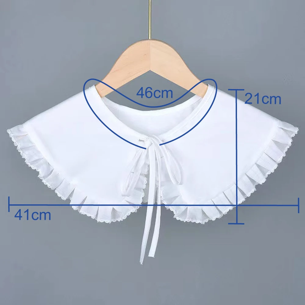 Chal de cuello falso con solapa blanca de algodón para niñas, media camisa con volantes, chal, solapa envolvente, collares desmontables, Collar falso