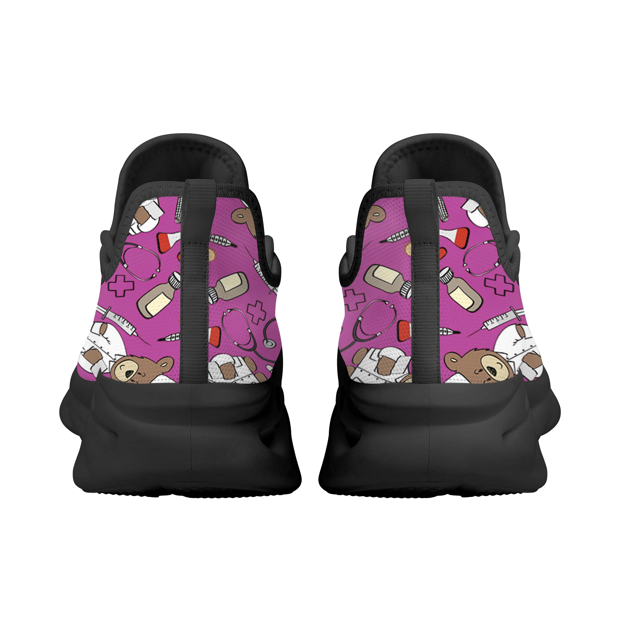 INSTANTARTS Black White Blue Nurse Bear Women's Wear-resistant Sneakers Casual Spring Ladies Flat Footwear Zapatillas Mujer 2022