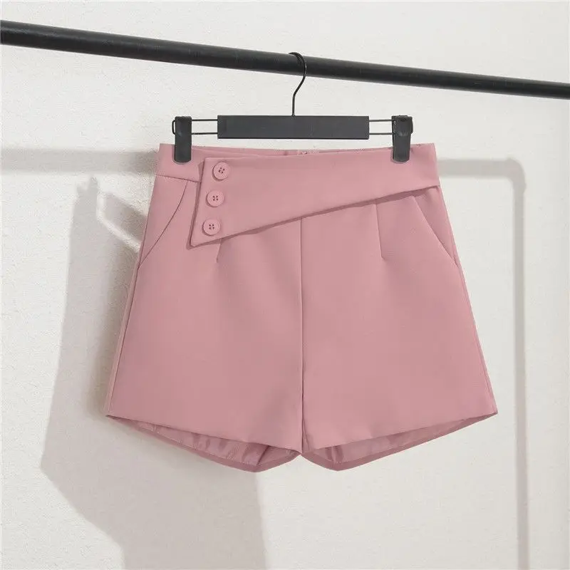 Summer New High Waist Solid A-line Wide Leg Hot Pants All-match Thin Pocket Loose Youth Shorts Fashion Casual Women Clothing