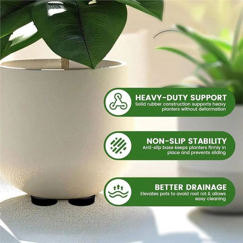 ABVG-Non-Slip Rubber Pot Fee Heavy Duty Planter Risers The Textured Anti-Slip Bottom Improved Drainage And Air Circulation