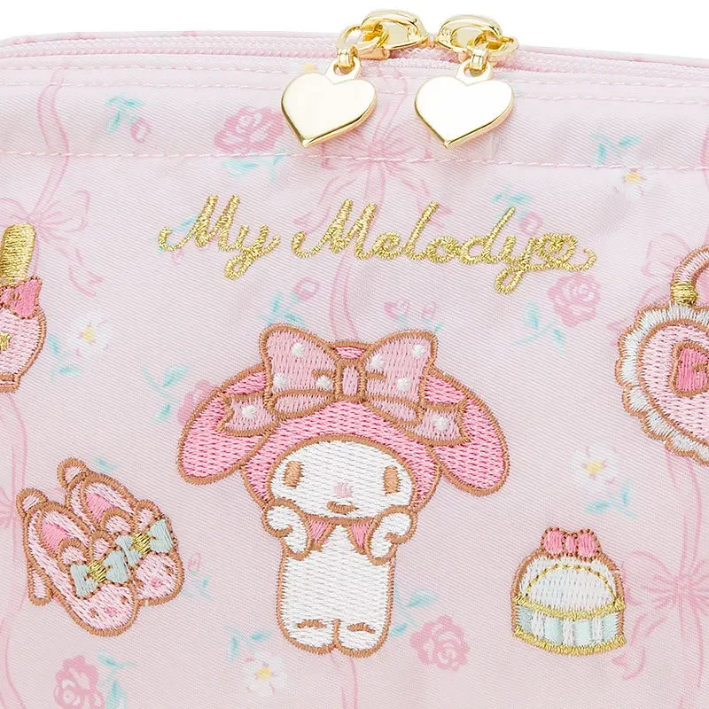 kawaii my melody embroidered cosmetic bag women's cute storage pink fashion zipper  makeup Japanese birthday gift girl