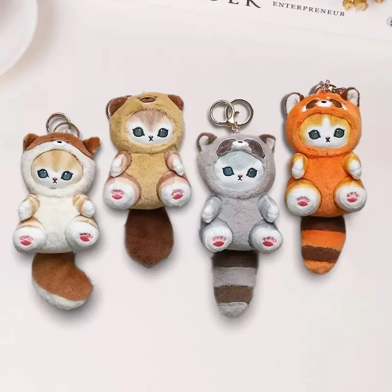 for Kawaii Keychain Pendant Cartoon Mofusand Shark Cat Cross-Dressing doll Backpack Decor Toys