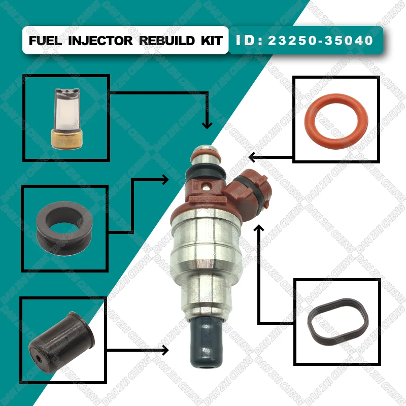 8 set For Toyota 4Runner Pickup 89-95 22RE 2.4L 23250-35040 23209-35040 Fuel Injector Service Repair Kit Filters Orings Grommets