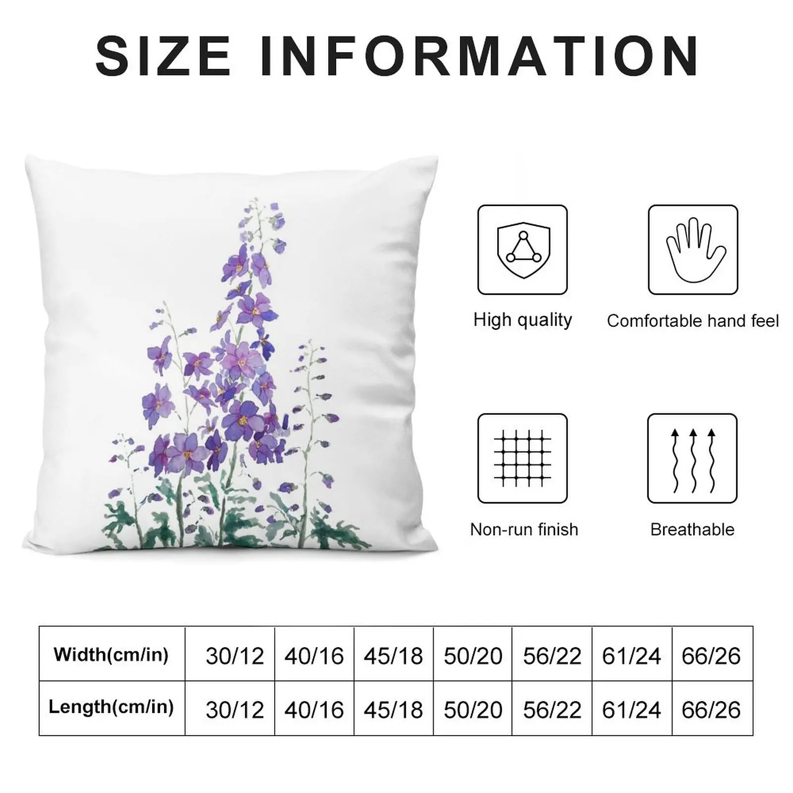 hand painted purple blue pink delphinium watercolor Throw Pillow Cushion Cover Set covers for pillows pillow