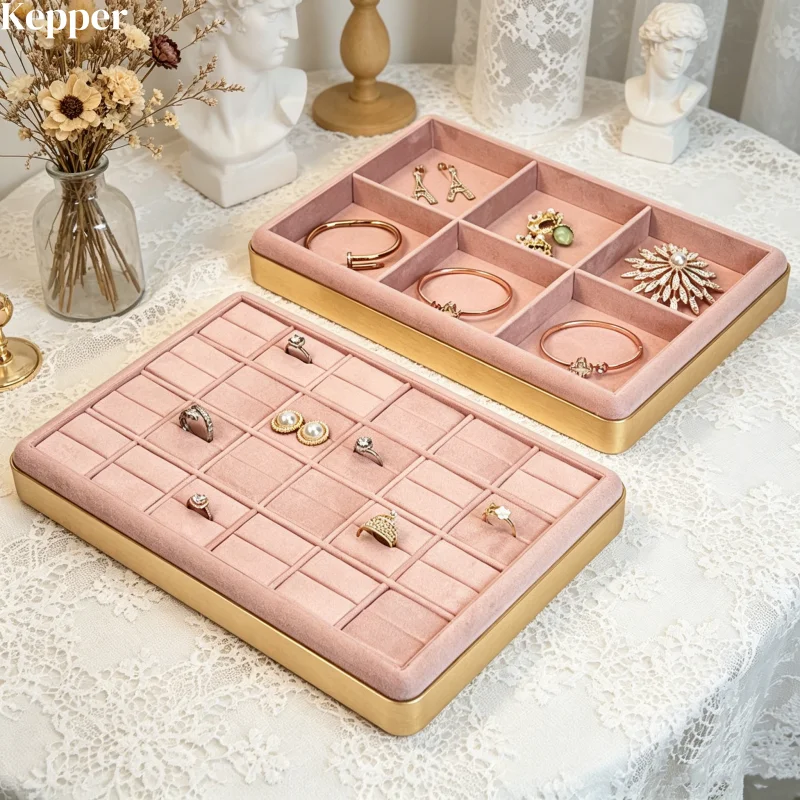 

Бархатный поднос-органайзер для ювелирных украшений: подставка для колец, ожерелий, браслетов, часов, модный органайзер для хранения аксессуаров