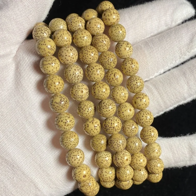 Hainan Xingyue Bodhi Original Ecology Yellow Chicken Grease round Beads 120 Oily Rosary Bracelet Necklace