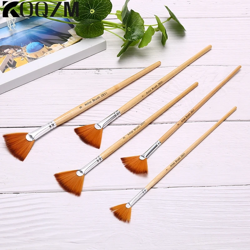 5 шт., кисти для рисования гуашью в форме веера