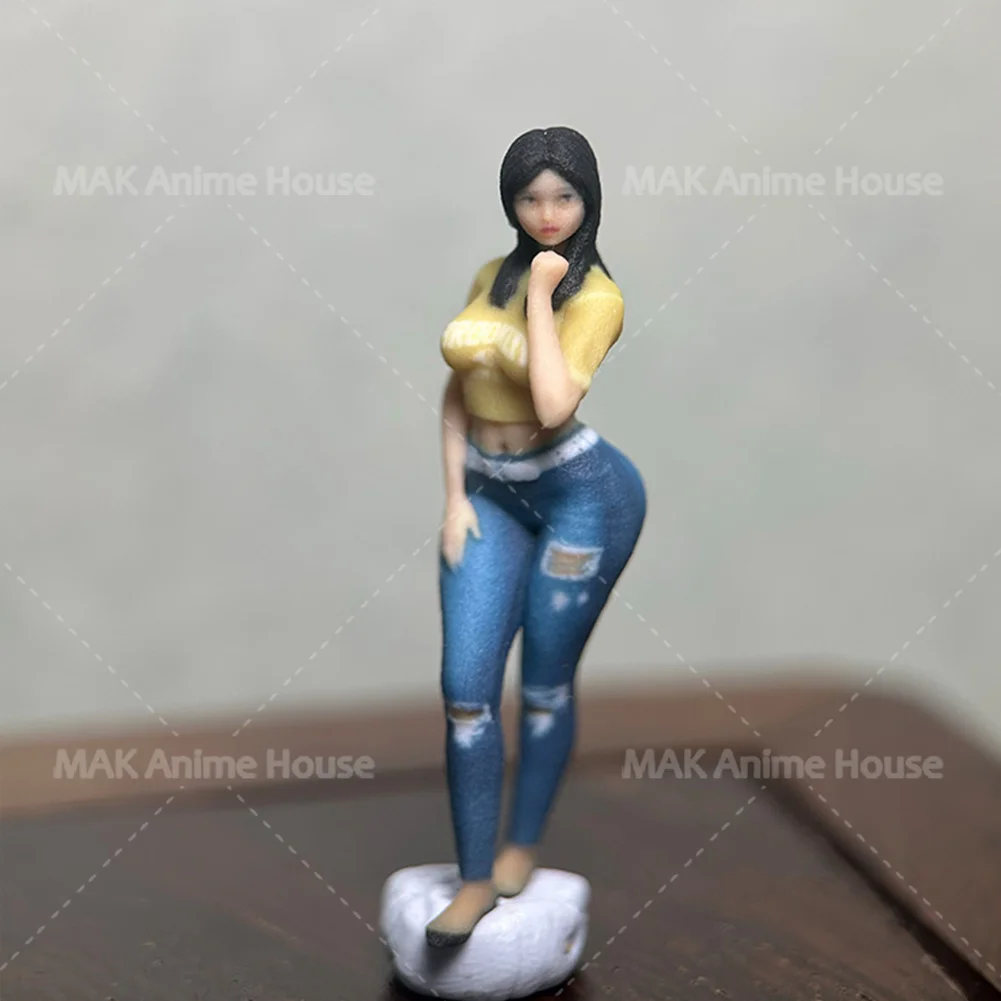

Facial Painted 1/64 1/43 1/18 Sexy Sleeved Jeans Abundant buttocks beauty Figure Hyperrealism Model Scene Creative Doll Toys