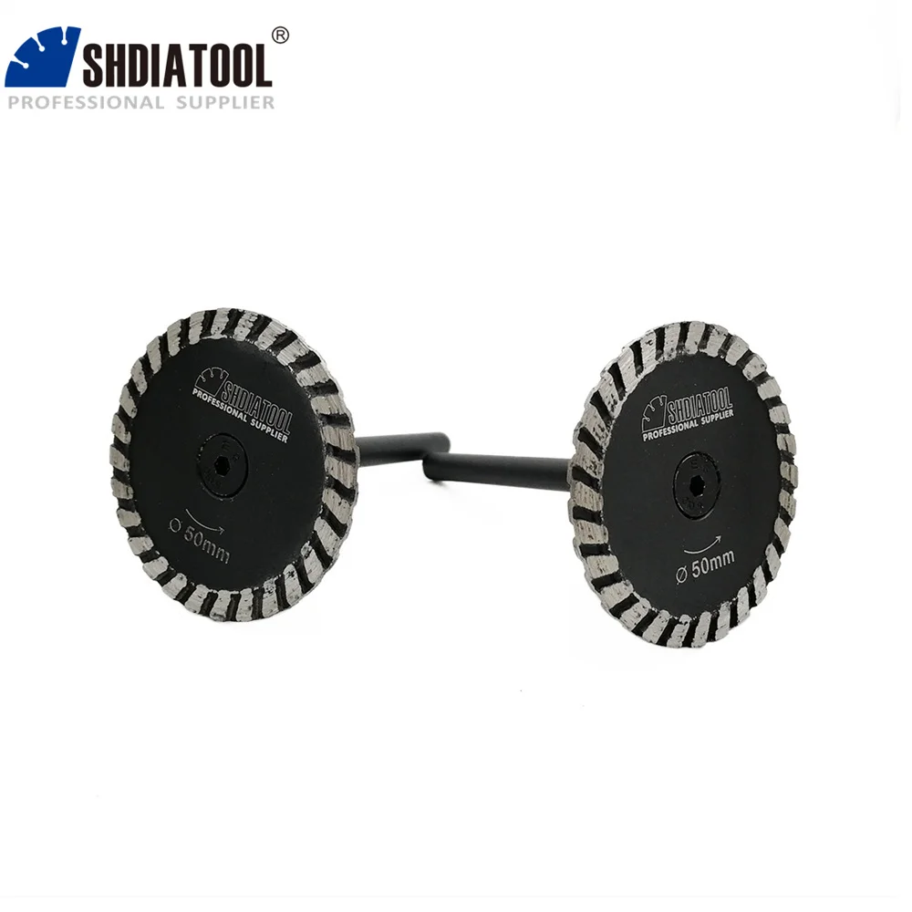 SHDIATOOL 1Pc Hot pressed diamond turbo mini Engraving saw blade with removable 6mm shank and 2pcs blades without shank