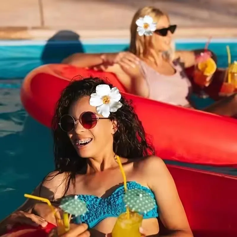 2/5 stücke Hawaiian Blume Haar Clip Sommer Strand Geburtstag Party Hochzeit Dekoration Mädchen Künstliche Ei Blumen Haarnadel Zubehör – Detail 3