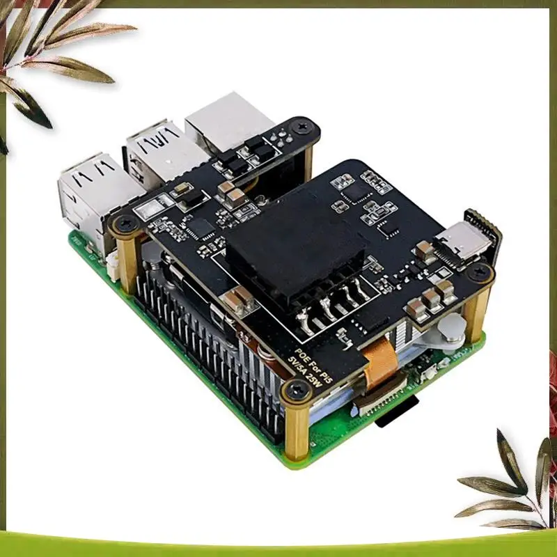 

New-For Raspberry Pi 5 POE With PD Trigger Activation Type C Pcie-M.2-Nvme-SSD Power Ethernet 802.3Af/At With Cooler