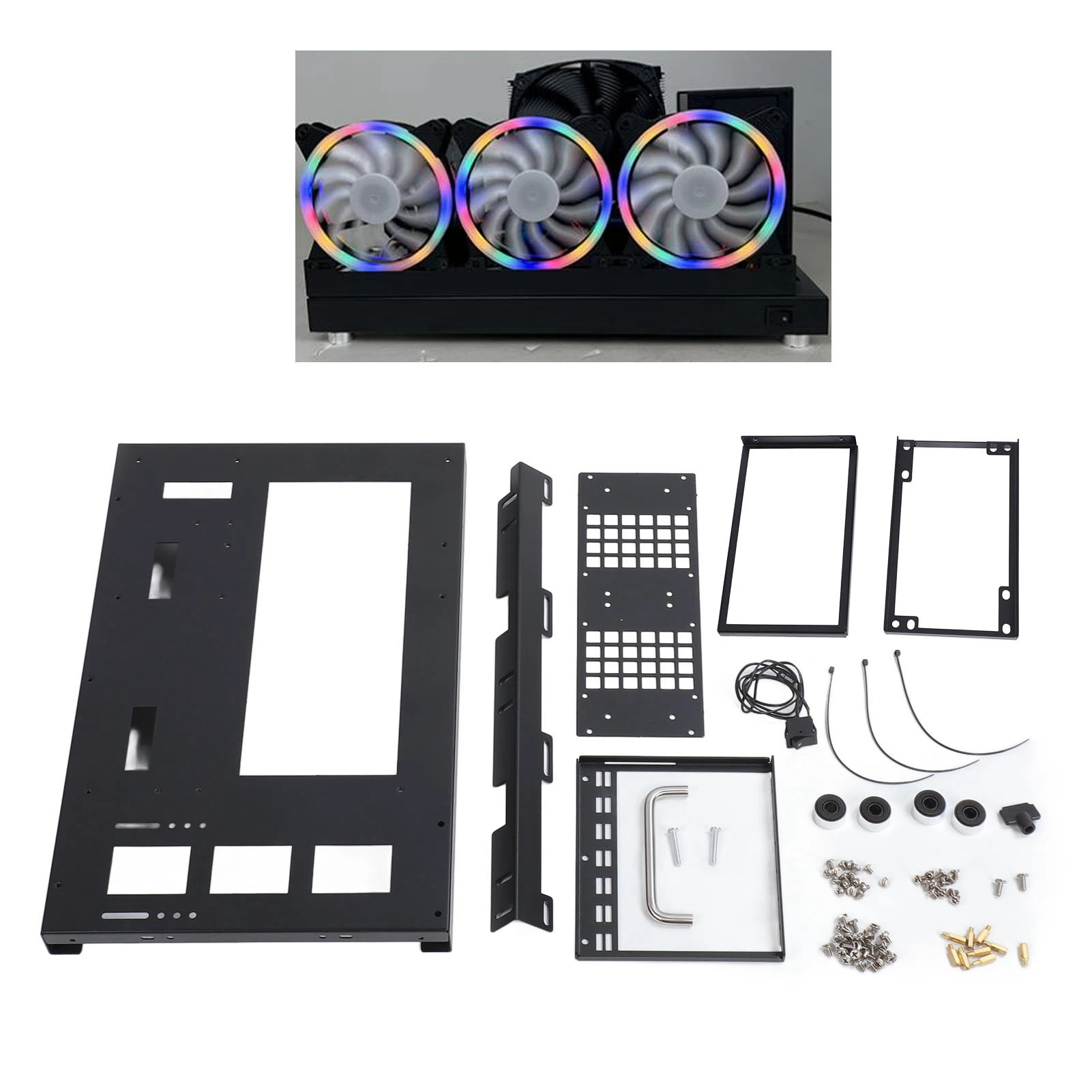 Diy computador placa-mãe caso rack poderosa placa de aço resfriamento atx m atx itx gaming pc caso quadro aberto com alça