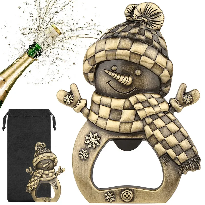 

Cute Snowman Shape Bottle Opener Steel Beer Beverage Opener Portable Kitchen Bar Gadget for Wedding Party Christmas Holiday Gift