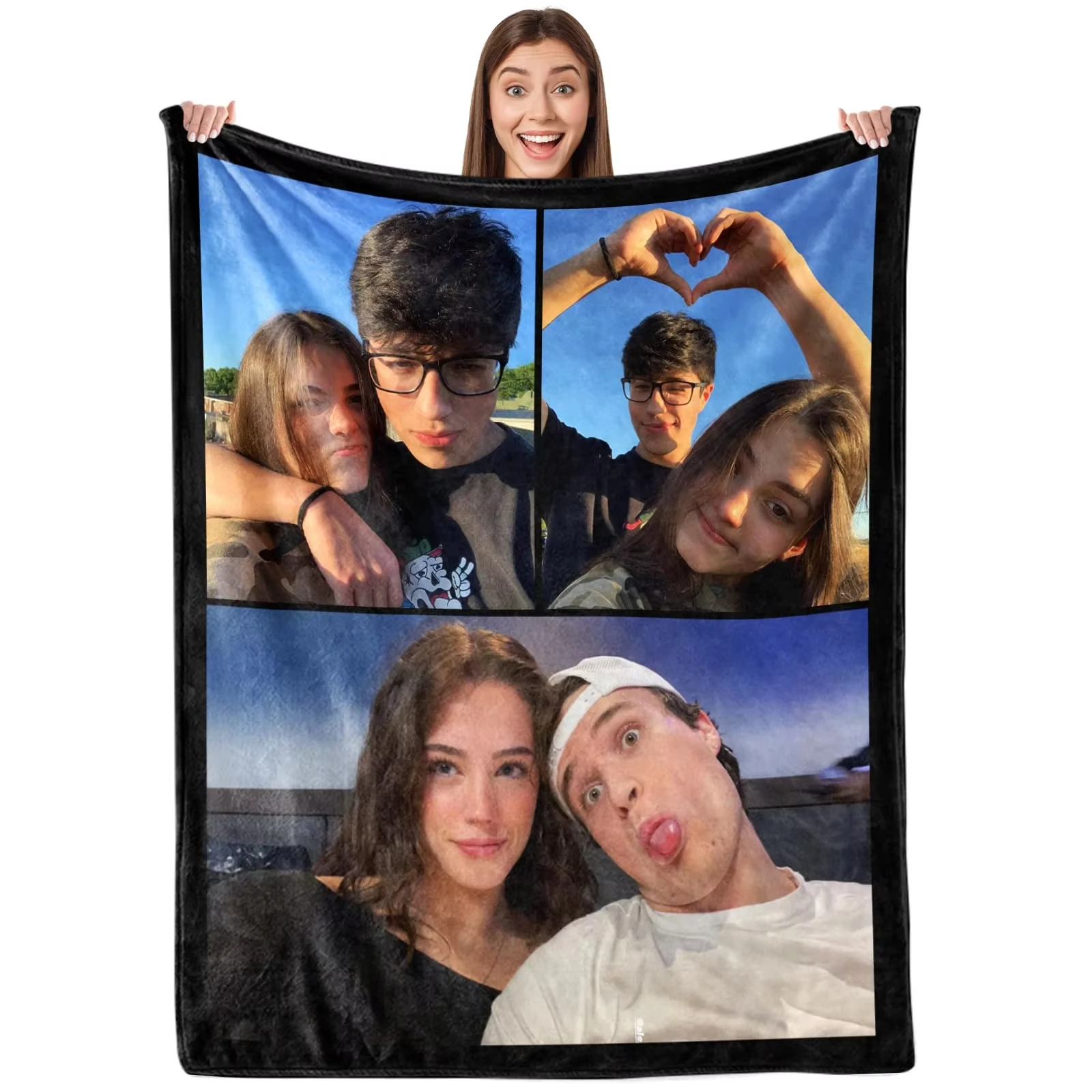 Custom Photo Flannel Throw Blanket Soft Warm For Bed Sofa Suitable All Seasons Blanket Perfect for Lover Mom Father Gift Ideas