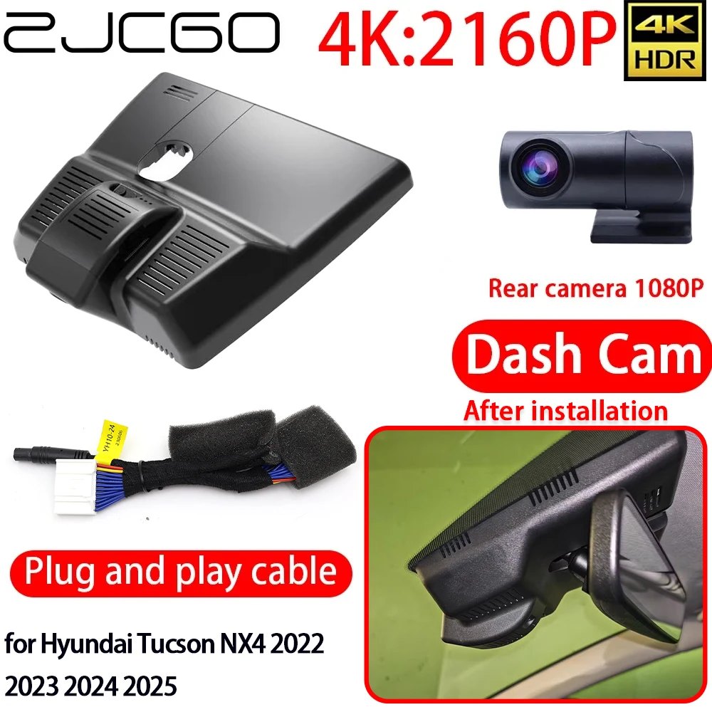 

ZJCGO 4K Car DVR Dash Cam Wifi Front Video Recorder Rear Sony Lens Camera 24h Monitor for Hyundai Tucson NX4 2022 2023 2024 2025