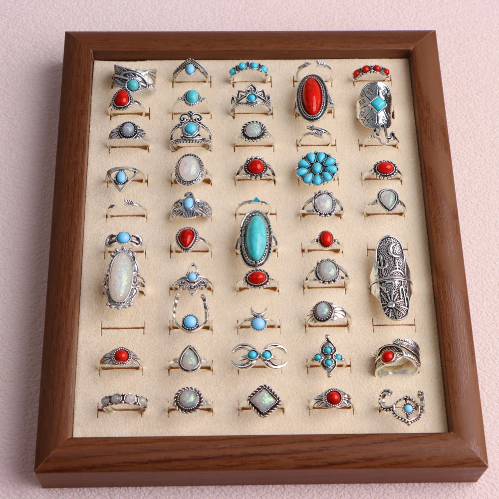 20/30/قطعة/الوحدة موضة بوهيميا الحجر الطبيعي متعدد الألوان أصابع خواتم للنساء مزيج نمط خمر مجوهرات اكسسوارات هدايا الحفلات #2