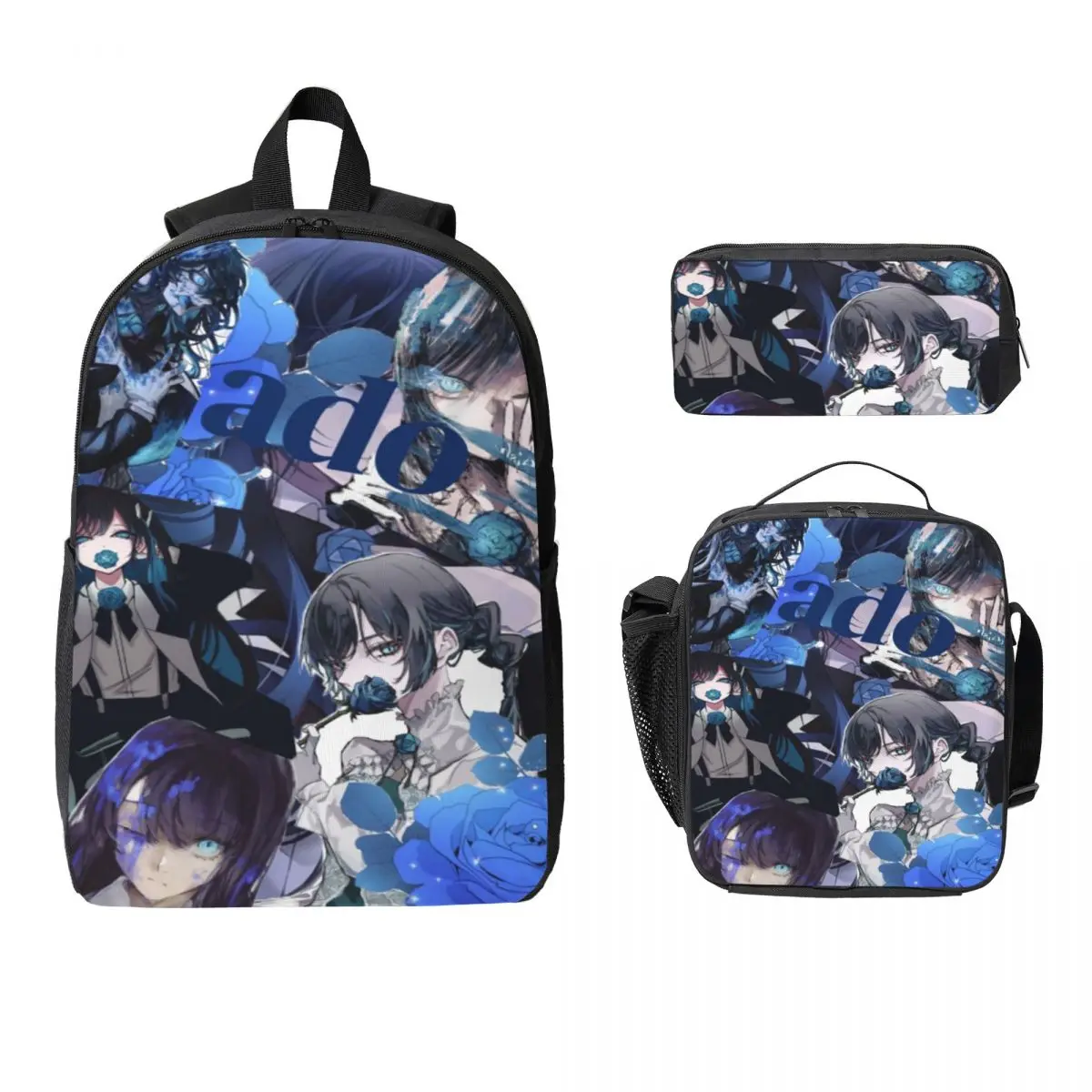 3Pcs Ado WORLD TOUR Hibana｠ Backpack Set for Children Pen Bags Bookbag Sets with Lunch Box For School Students Daypack