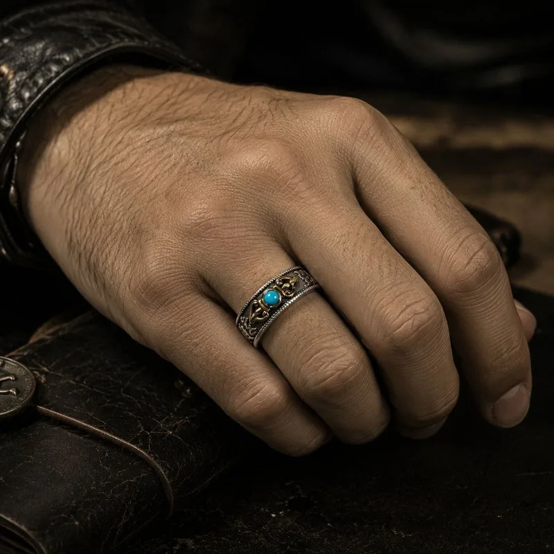 Oriental Retro Antiqued Vajra Adjustable Band Gender‑neutral Six‑word Mantra Finger Trinket Elegant Obscure Jewelry Modern
