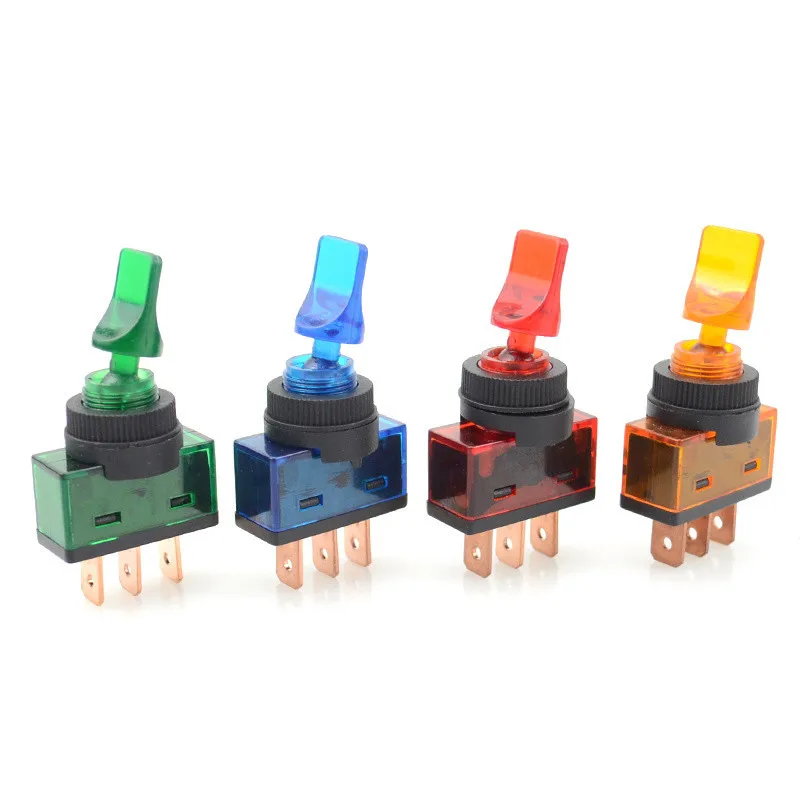 ASW-14D DC12V 20A Indicator Panel Mounting Blue Green Red Yellow ON-OFF Car Toggle Switch Car Refit Switch