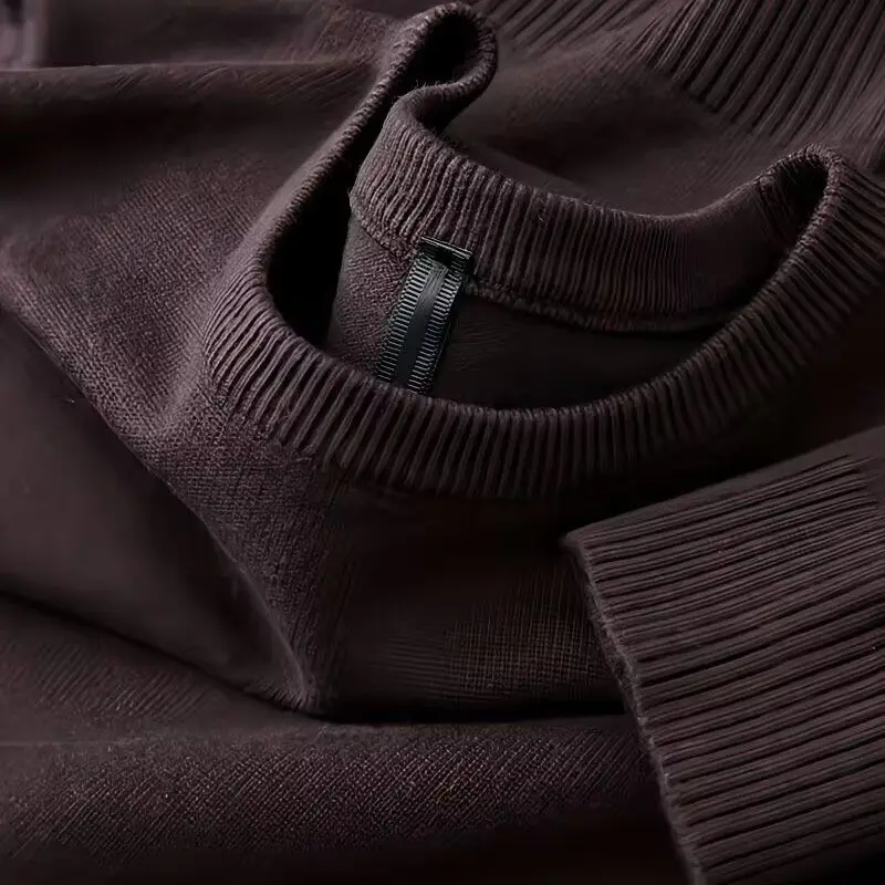 

Весенний новый стильный мужской тонкий однотонный свитер с круглым вырезом, простой модный и удобный свитер