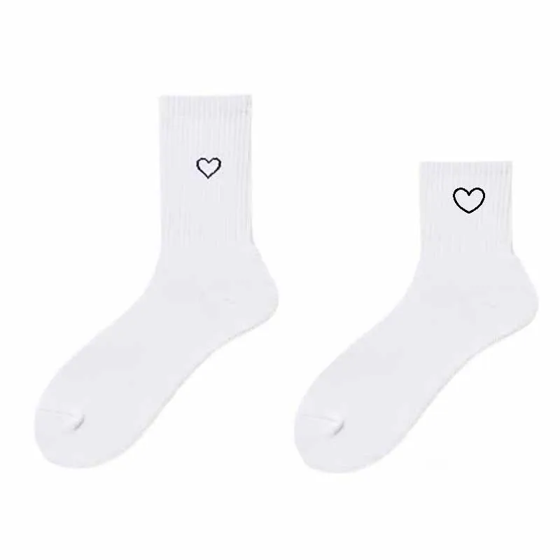 Unisex Women Men Socks White Black Cotton Love Print Long Socks For Girls Gift Sports Solid Color Short Crew Middle Tube Socks