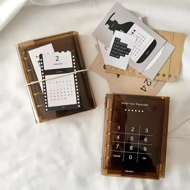 1Piece Three Fold Mini M5 Transparent Colorful PVC Loose Leaf Mini Notebook Binder Cover Shell Accessories Diary Office Supplies