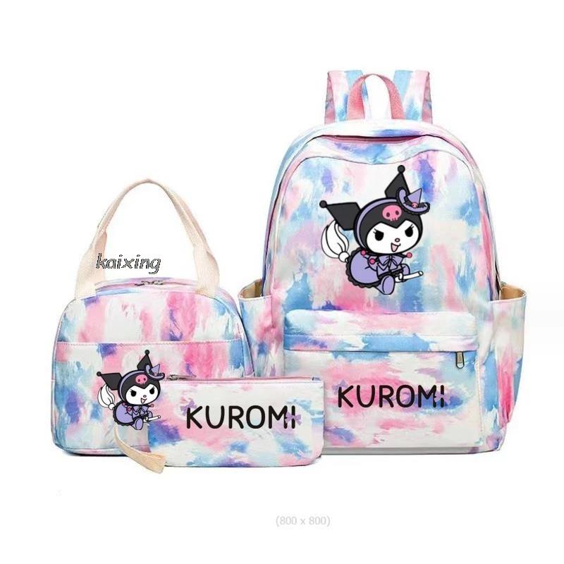 Backpacks Melody Kuromi Kids Book Bag Boy Girl School Bags 3Pcs Set Students Backpack Lunch School Bag Teens Mochilas