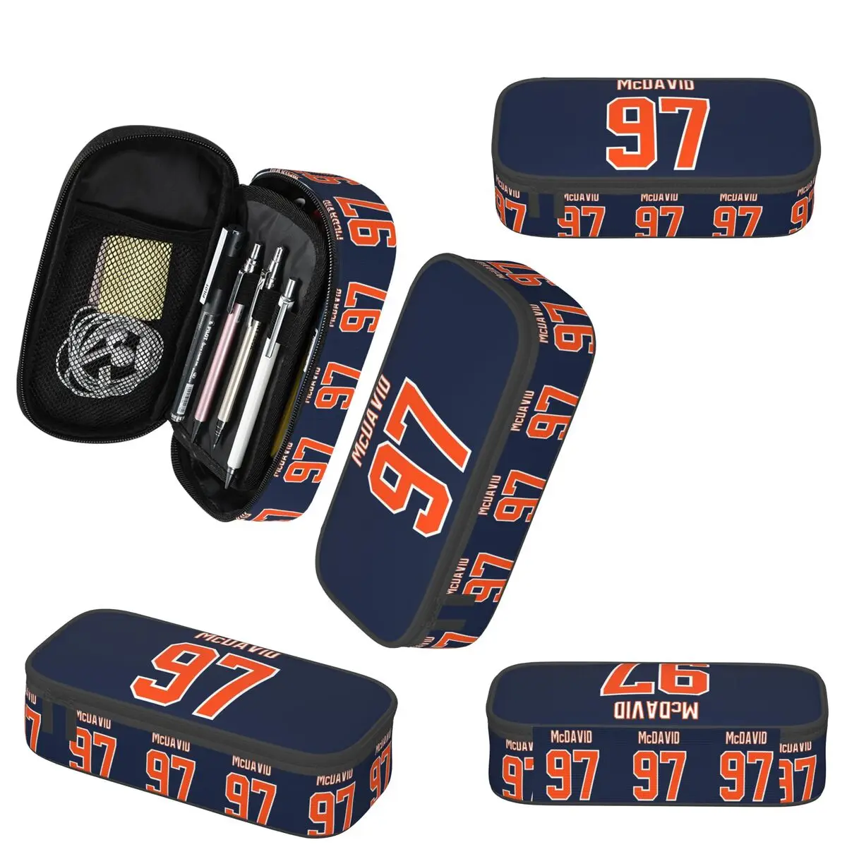 Connor McDavid 97 para Edmonton Oilers Fans estuche de lápices para regalos de niño y niña, caja de lápices, suministros de papelería, bolsa porta pluma