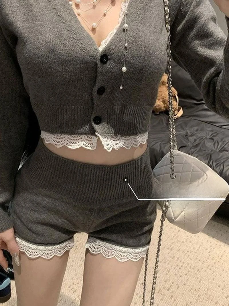 شورت نسائي محبوك بخصر مرتفع مزين بالدانتيل بتصميم ريترو، مناسب للربيع، مقاس XS، ذو تأثير رفع الوزن وتنحيف الجسم، شورت غير رسم...