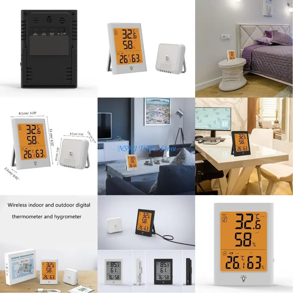 

L8RC Electronic Thermometer Hygrometer Indoor Outdoor Temperature Humidity Detector