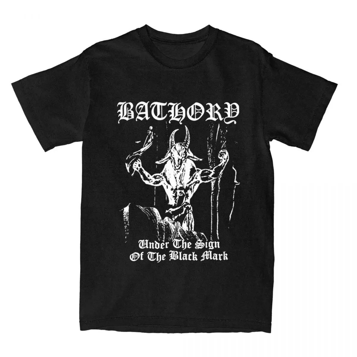 Bathory Black Metal Band Shirt Merch Men Women\'s Pure Cotton O Collar Under The Sign of the Black Mark Tees Short Sleeve Clothes