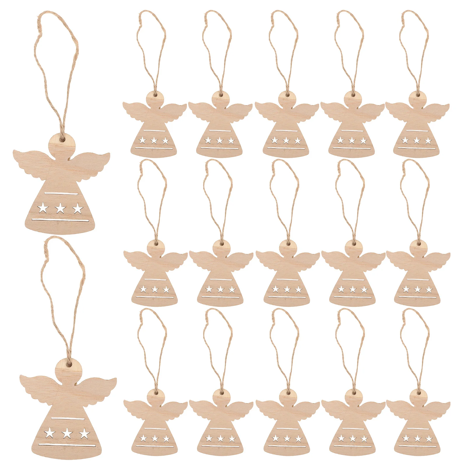 

36pcs Wooden Angel Shape Cutouts Unfinished Natural Wood Slices For Diy Painting Crafts Christmas Decor Blank Ornaments Hanging