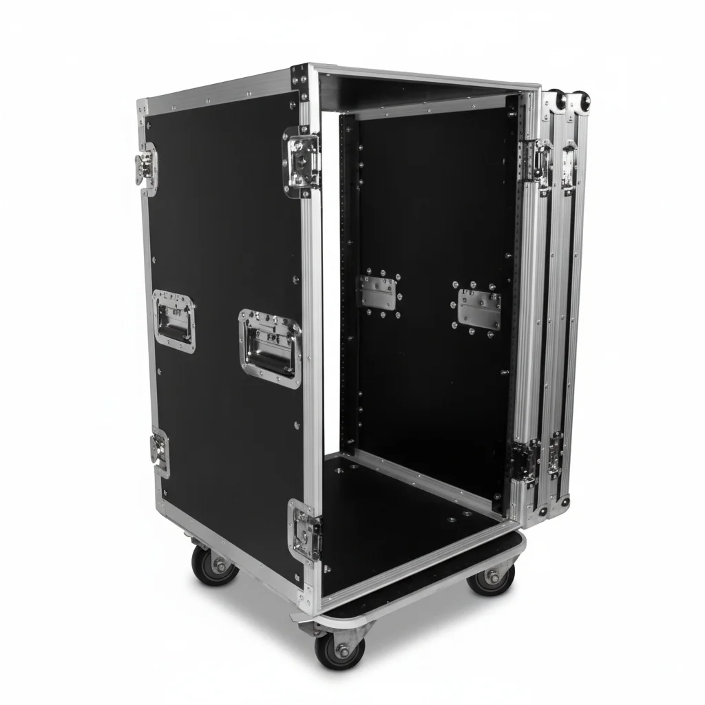 

18U Flight Case, Aluminum 19 Inch Depth Rack Mount Case, Heavy Duty ATA Road Case with Casters, 19 Inch Equipment Case