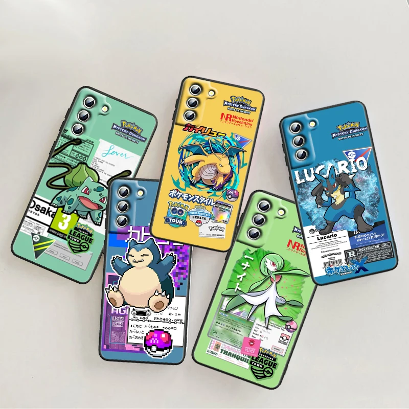 Pokemon Bulbasaur Squirtle For Samsung Galaxy S24 S23 S22 S21 S20 FE S10 S10E Plus Ultra Pro Lite 5G Black Back Phone Case