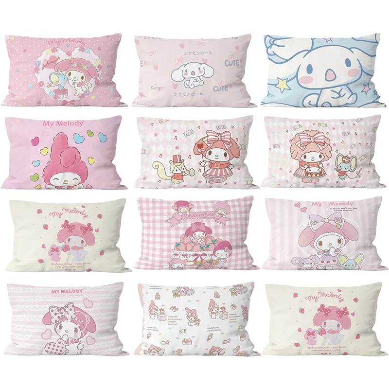 

Kawaii Sanrioed Anime Kittys My Melody Kuromi Cinnamoroll Soft Comfortable Cotton Pillowcase Home Goods Christmas Birthday Gift