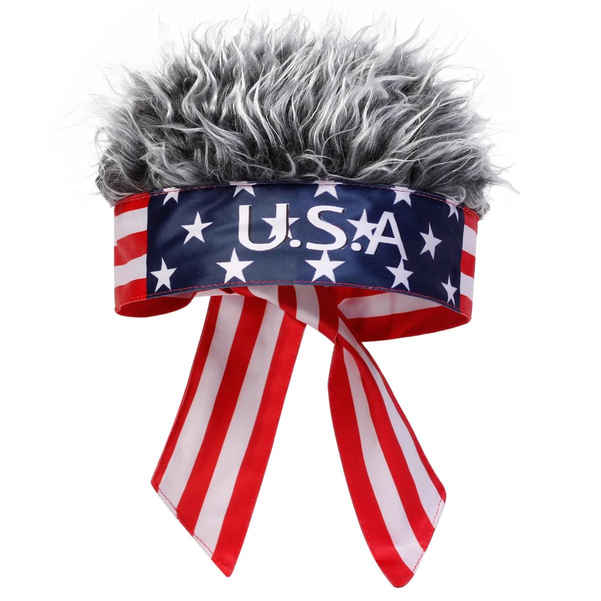 Novelty Wig Headband,Country Flag Inspired Sports Fan Hat,Funny Fake Hair Cap for Football Match&Party for Independence Day