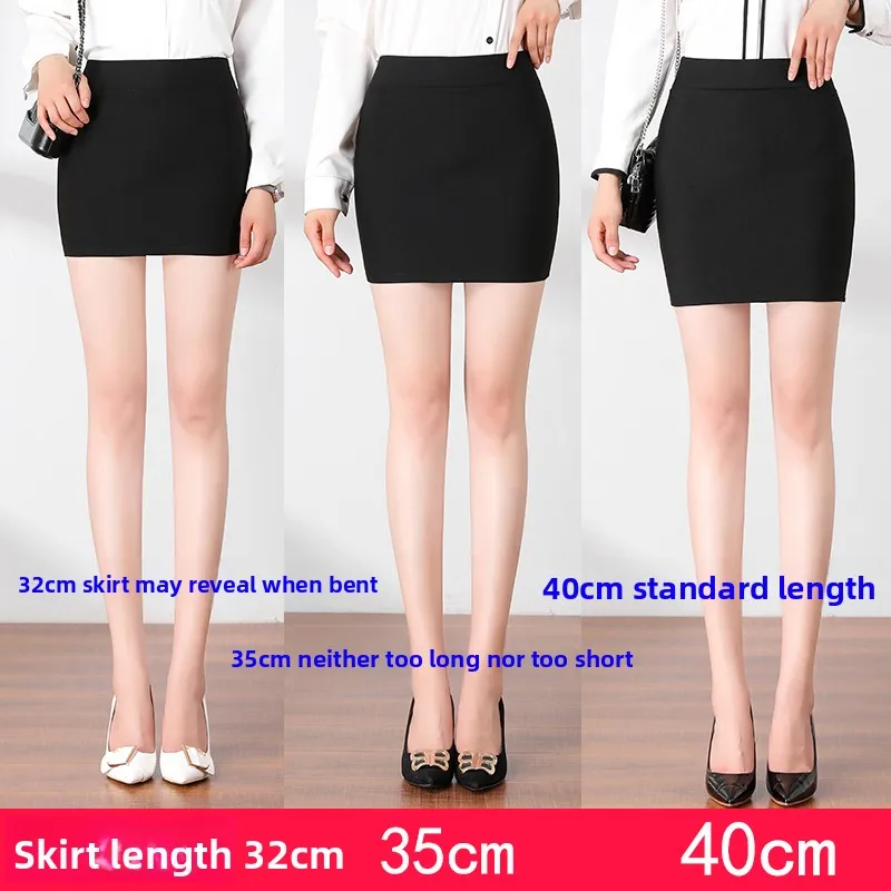 Black High Waist Elastic Work Skirt Women's  Half Body Tight Sexy No  Professional Commute Style Polyester Blend