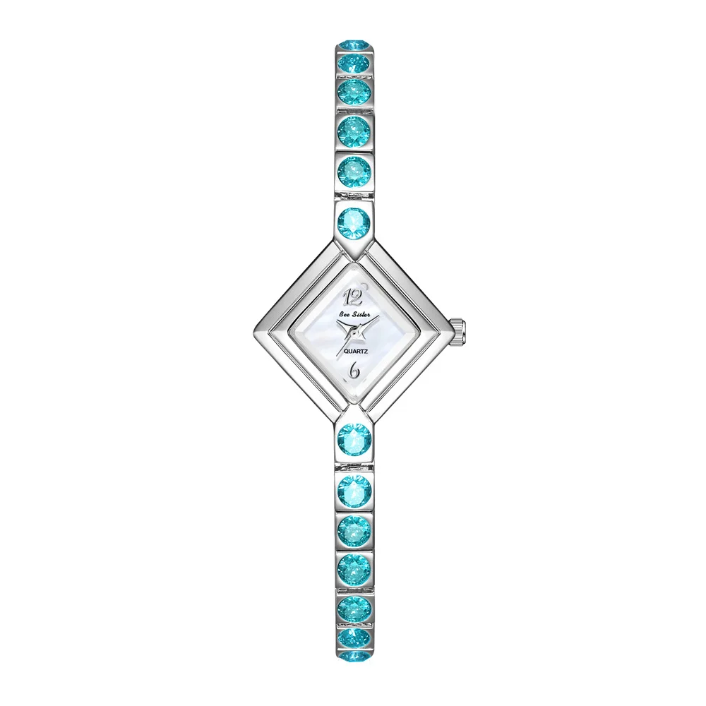 

Роскошные женские часы с квадратным циферблатом, синий браслет со стразами, водонепроницаемые модные элегантные наручные часы для женщин, повседневная одежда, подарки