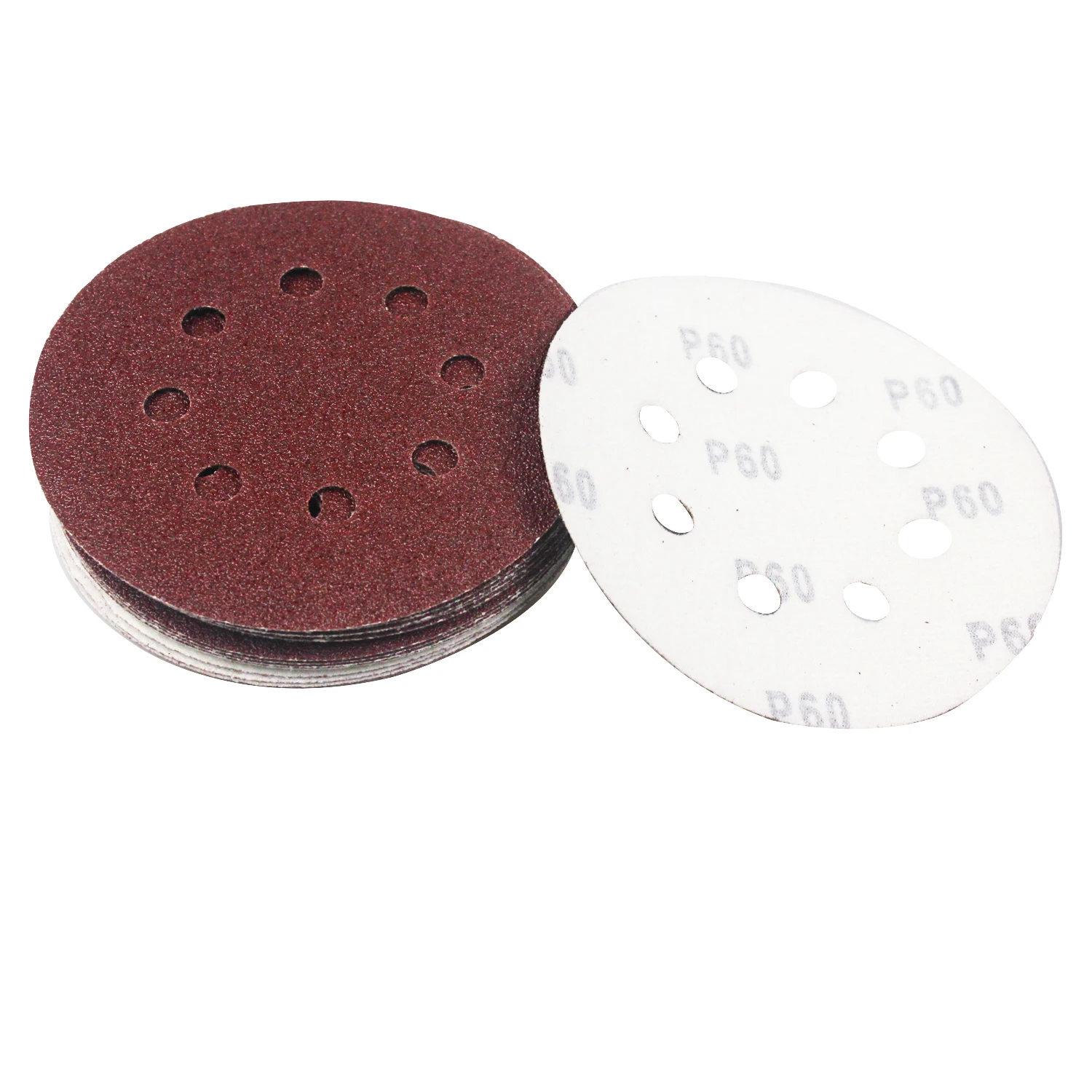 

20 шлифовальных дисков гусеничного типа, наждачная бумага с крючками и 8 отверстиями, 5 дюймов, подходит для деревообработки или ремонта автомобилей.