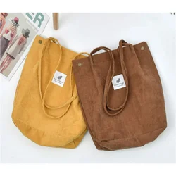 Soft Corduroy Bag Large Capacity Women Shopping Bag Casual Hasp Ladies One Shoulder Tote Bags Fashion Shop Women Handbags