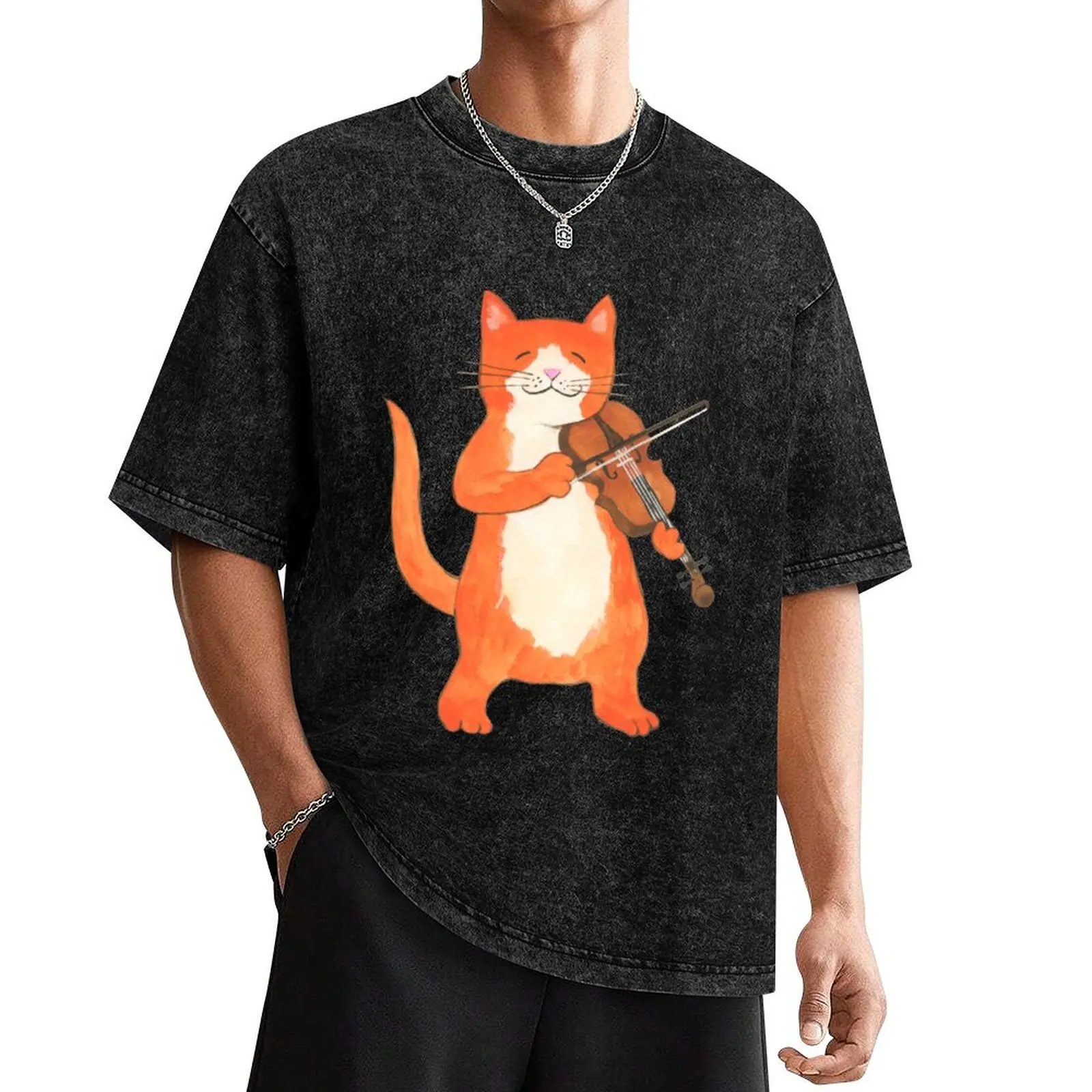 Fiddler Cat T-Shirt plus size tops oversized graphic tee anime graphic tee shirt mens t shirts casual stylish