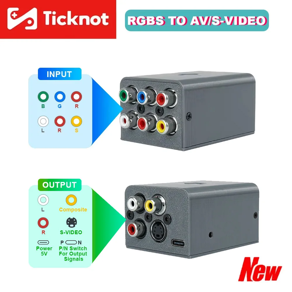 Convertidor RGBS a compuesto (AV) y s-video para consola de juegos Raspberry Pi/Mister compatible con interruptor NTSC/PAL funciona con Monitor a Color