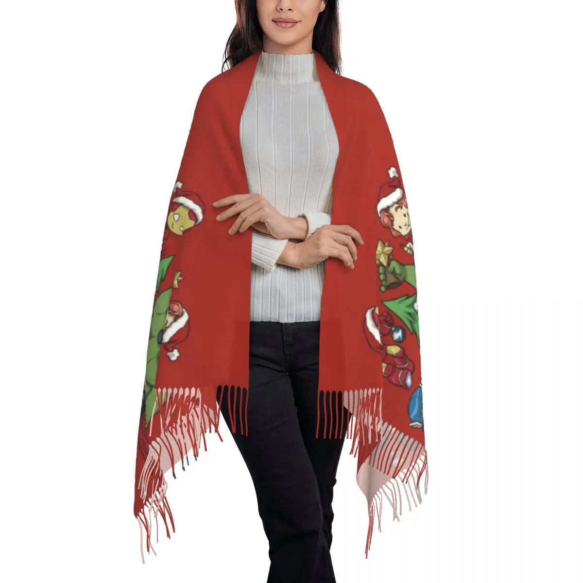 Custom Ladies Large Christmas Hulk Scarves Women Winter Fall Thick Warm Tassel Shawl Wrap Scarf image 3