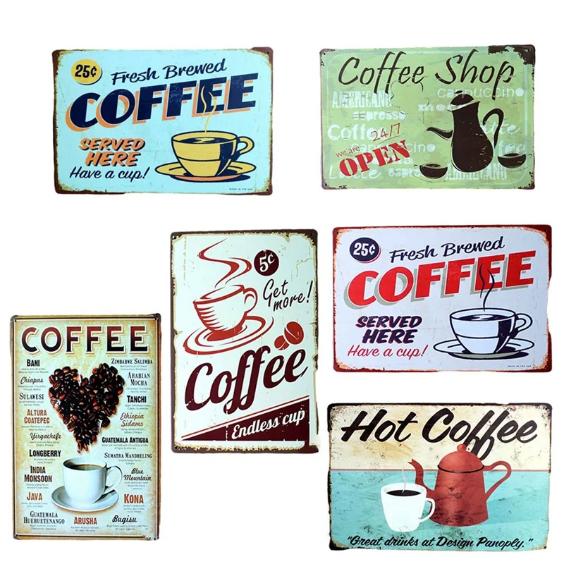 

Tin-Leaf Painting Coffee Decorative Suitable For KTV, Bars, Restaurants, Retro Decoration 20X30cm