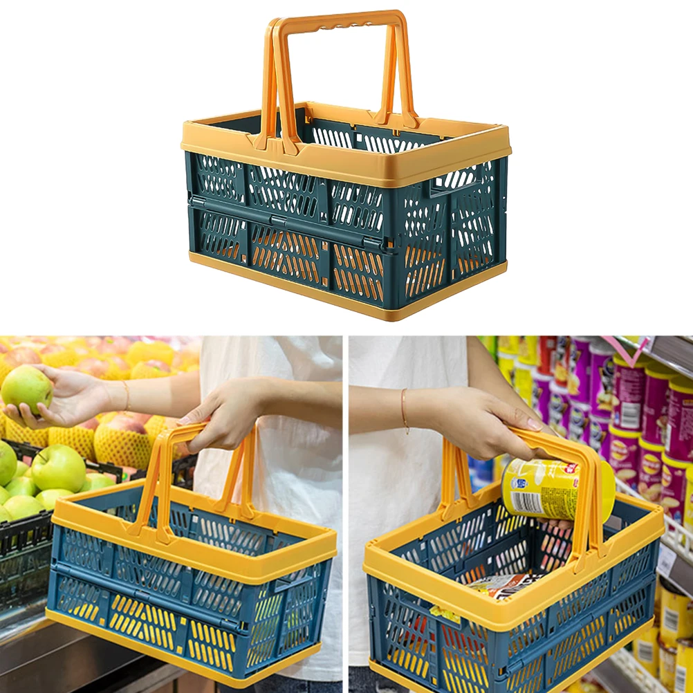 

Storage Basket Folding Portable Snack Organizer Hand Carry Case Sundries Office