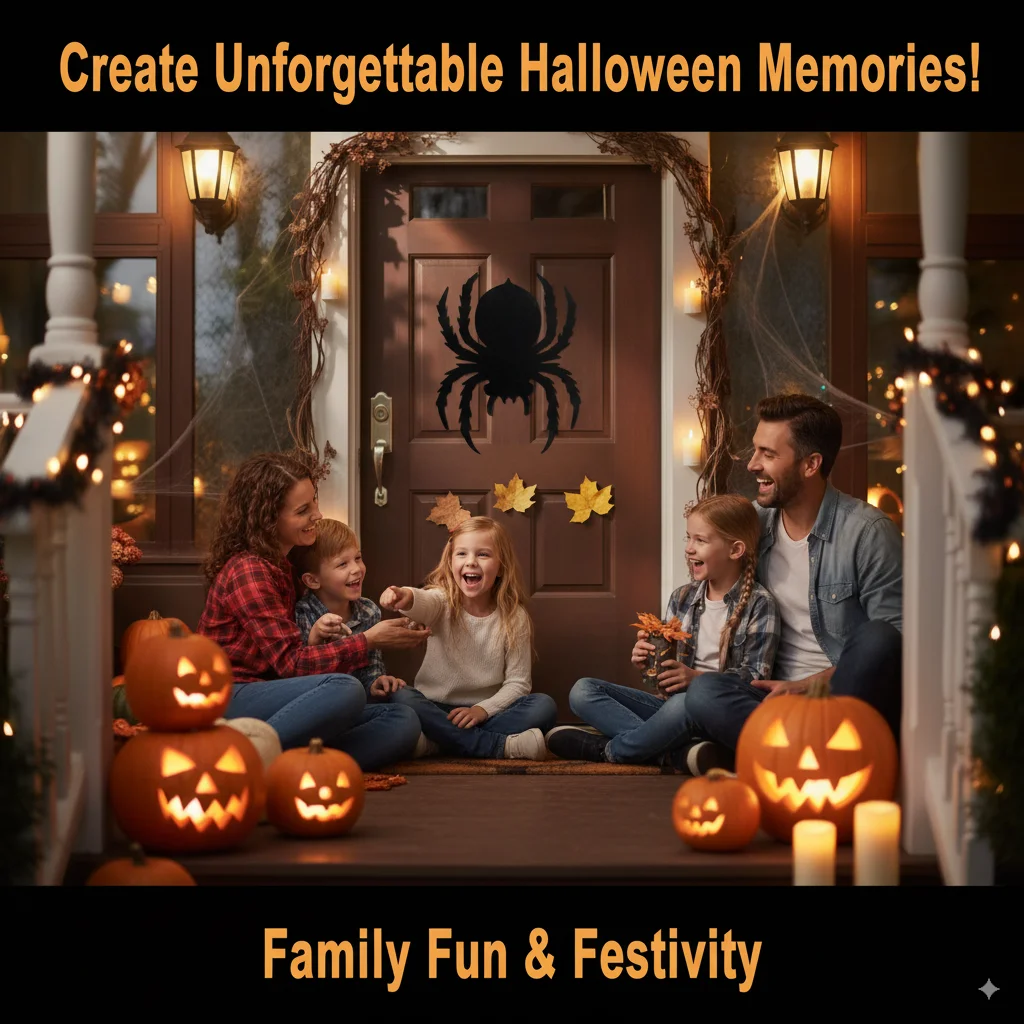 Spooky “Happy Halloween” Window Stickers | Witch, Pumpkin, and Bat Designs for Glass Door or Window Halloween Decor view 2
