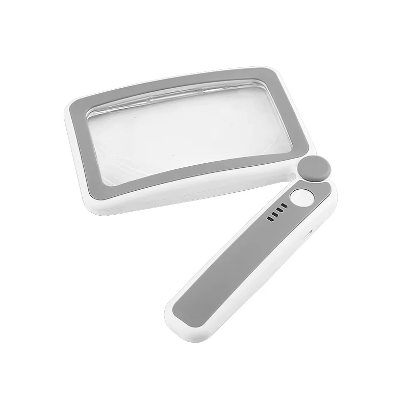 4X Rechargeable Reading Magnifying Glass with 10 LED Lights Handheld Illuminated Magnifier Folding Loupe Large Lens for Seniors