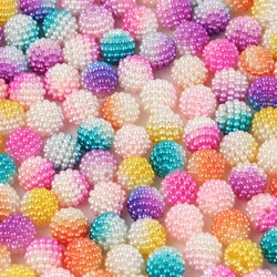 12mm 50pcs Acrylic Bayberry White Colorful Ball Round Gradient Loose Beads DIY Fashion Jewelry Necklace Accessory Gift Wholesale