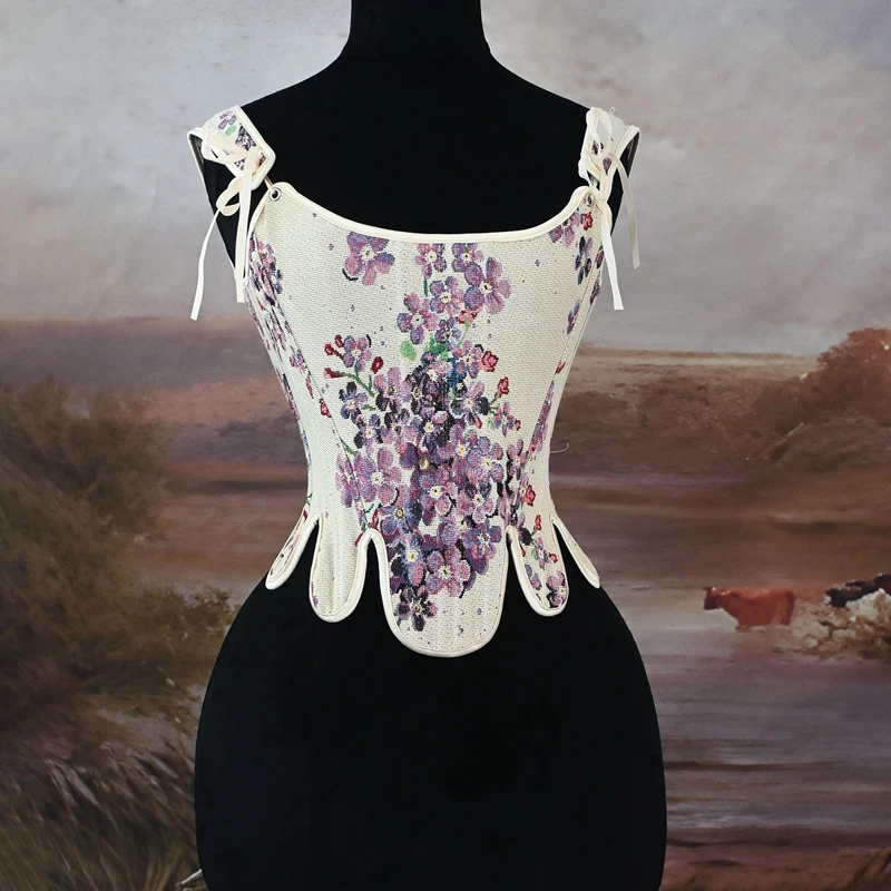 

Fashion Women's Overbust Corset Top with Should Strap Floral Lace Up Slimming Fit Bustiers Ladies Female Sexy Body Shaper Korset